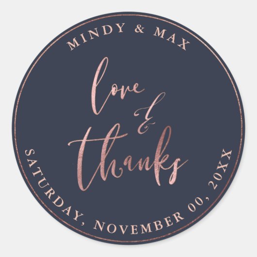 Sticker Rond PixDezines FAUX ROSE OR LOVE+THANKS|do-it-yourself (Devant)