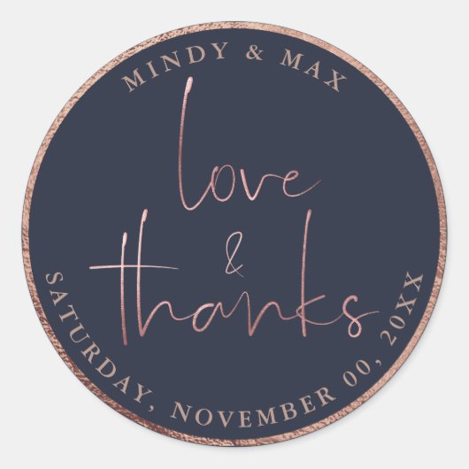 Sticker Rond PixDezines FAUX ROSE OR LOVE+THANKS|do-it-yourself (Devant)