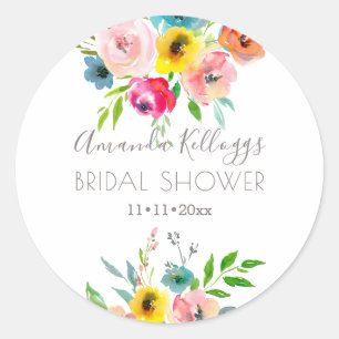 Sticker Rond PixDezines Fête des mariées Aquarelle Peonies d'ét