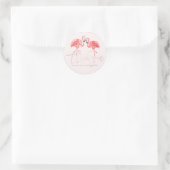 Sticker Rond PixDezines Flamants roses roses Merci+Rose (Sac)