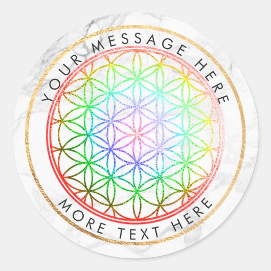 Sticker Rond PixDezines FLEURS DE VIE FAUX FOIL+MARBLE (Devant)