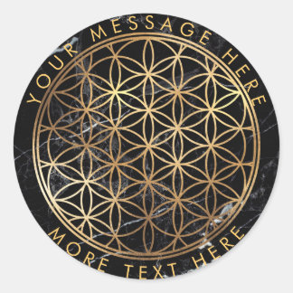 Sticker Rond PixDezines FLEURS DE VIE FAUX OR+MARBLE