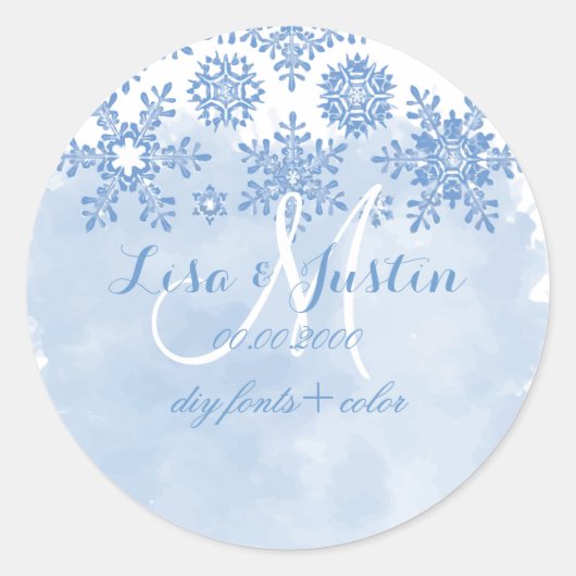 Sticker Rond PixDezines flocons de neige bleu placide/do-it-you (Devant)