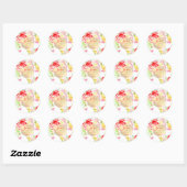 Sticker Rond PixDezines Floral Aquarelle Bat mitzvah, Peonies (Feuille)