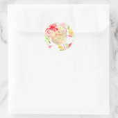 Sticker Rond PixDezines Floral Aquarelle Bat mitzvah, Peonies (Sac)