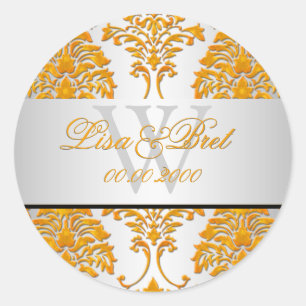 Sticker Rond PixDezines florentius damask/orange