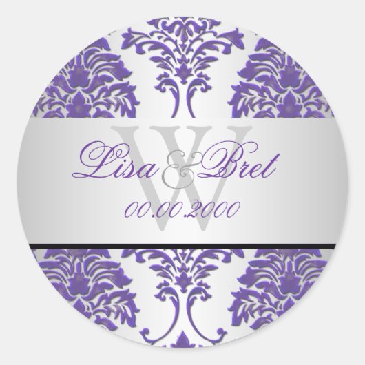 Sticker Rond PixDezines florentius damask/pourpre+argent (Devant)