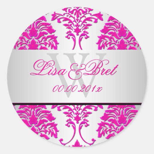 Sticker Rond PixDezines florentius damask/rose+argent (Devant)