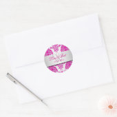 Sticker Rond PixDezines florentius damask/rose+argent (Enveloppe)