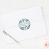Sticker Rond PixDezines florentius damask/turquoise+argent (Enveloppe)