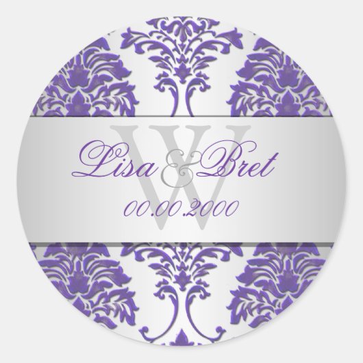 Sticker Rond PixDezines florentius damask/violet+argent (Devant)