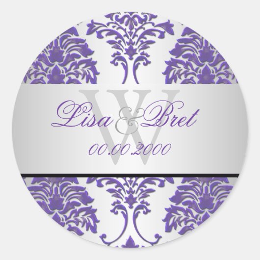 Sticker Rond PixDezines florentius damask/violet+argent (Devant)