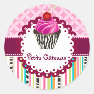 Sticker Rond PixDezines fraises tourbillons cupcake/do-it-yours
