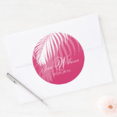 Sticker Rond PixDezines - Fronds de palme blanc, do-it-yourself (Enveloppe)
