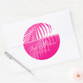 Sticker Rond PixDezines Fronds Palm Rose, do-it-yourself arrièr (Enveloppe)