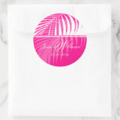 Sticker Rond PixDezines Fronds Palm Rose, do-it-yourself arrièr (Sac)