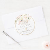 Sticker Rond PixDezines H2 Blush Crème Roses Fard feuillage (Enveloppe)