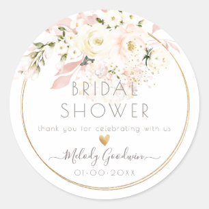 Sticker Rond PixDezines H2 Blush Crème Roses Joues Feuillage