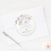 Sticker Rond PixDezines H2 Crème violet Roses Blush Foliage (Enveloppe)