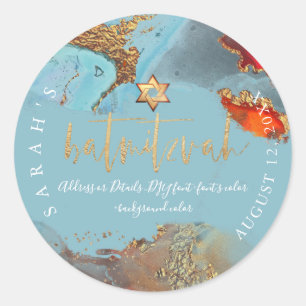 Sticker Rond PixDezines H2 Galaxy Bat mitzvah Abstrait moderne