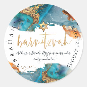 Sticker Rond PixDezines H2 Galaxy Moderne Bar Abstrait Mitzvah