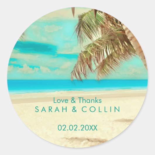 Sticker Rond PixDezines hawaii vintage/plage/tropical (Devant)