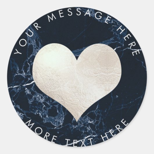 Sticker Rond PixDezines HEART FAUX SILVER+MARBRE BLEU (Devant)