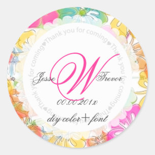 Sticker Rond PixDezines hibiscus/aquarelle