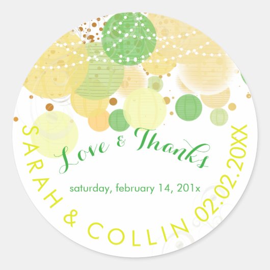 Sticker Rond PixDezines jaune/vert/lanternes/do-it-yourself arr (Devant)