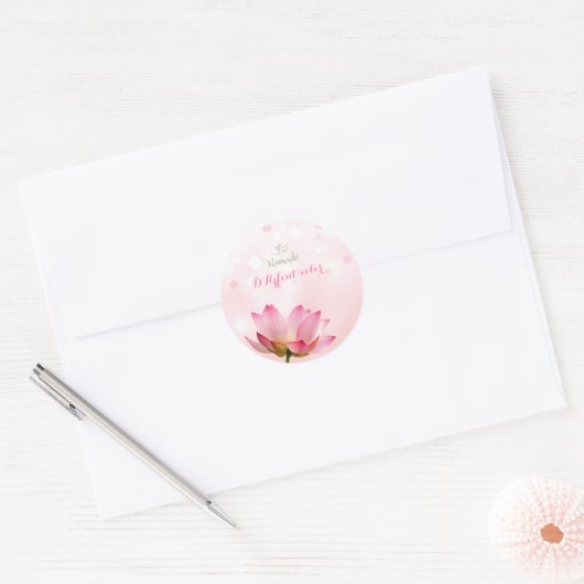 Sticker Rond PixDezines lotus rose (Enveloppe)