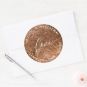 Sticker Rond PixDezines LOVE FAUX FOIL, CUIVRE (Enveloppe)