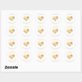 Sticker Rond PixDezines Love/Faux Foil Gold Heart/Merci (Feuille)