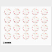 Sticker Rond PixDezines Love+Thanks, Aquarelle Florale, Blush (Feuille)