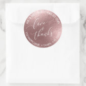 Sticker Rond PixDezines LOVE+THANKS FAUX FOIL, OR ROSE (Sac)