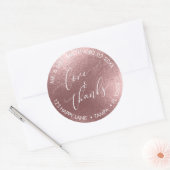 Sticker Rond PixDezines LOVE+THANKS FAUX FOIL, OR ROSE (Enveloppe)