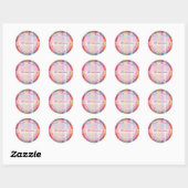 Sticker Rond PixDezines malibu plaid (Feuille)