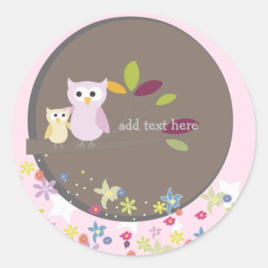 Sticker Rond PixDezines maman+bébé pour un baby shower (Devant)