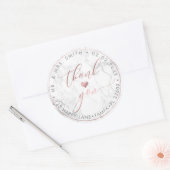 Sticker Rond PixDezines MARBLE FAUX ROSE OR, MERCI+COEUR (Enveloppe)