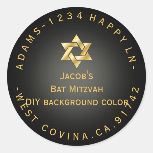 Sticker Rond PixDezines mitzvah adresse de retour/couleur do-it (Devant)