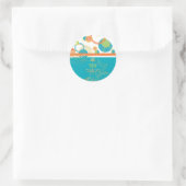 Sticker Rond PixDezines Mod Bubbles, Bat mitzvah rétro/turquois (Sac)