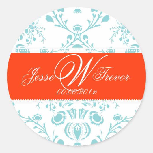 Sticker Rond PixDezines Monogram Dolcè Damask, do-it-yourself c (Devant)