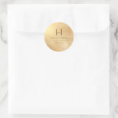 Sticker Rond PixDezines Monogram Faux Gold Foil Adresse de reto (Sac)