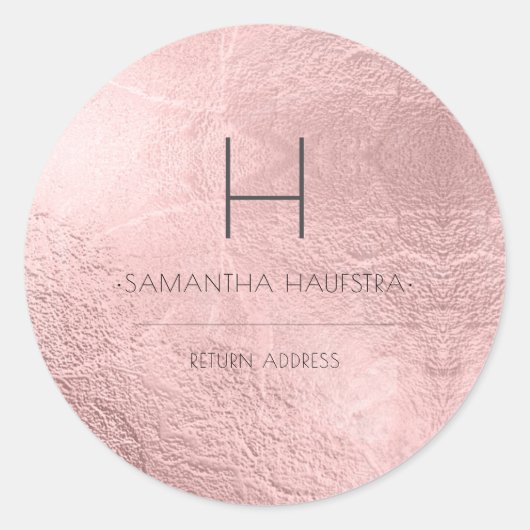 Sticker Rond PixDezines Monogram Faux Rose Gold (Devant)