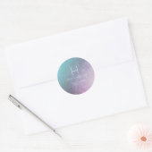 Sticker Rond PixDezines Monogram Iridescente Ombre Turquoise (Enveloppe)