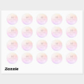 Sticker Rond PixDezines Monogram Ombre Blush Faux Foil (Feuille)