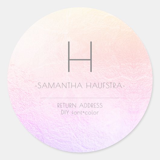 Sticker Rond PixDezines Monogram Ombre Blush Faux Foil (Devant)