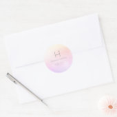 Sticker Rond PixDezines Monogram Ombre Blush Faux Foil (Enveloppe)