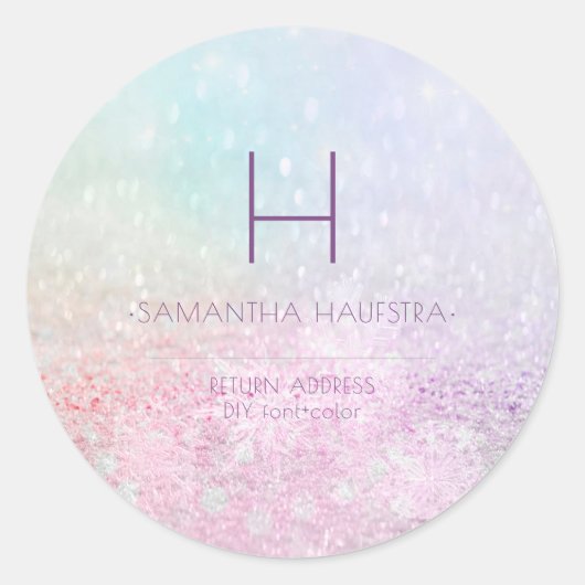 Sticker Rond PixDezines Monogram Ombre Snow Brokeh (Devant)
