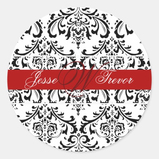 Sticker Rond PixDezines Monogram Rossi Damask, do-it-yourself c (Devant)