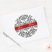 Sticker Rond PixDezines Monogram Rossi Damask, do-it-yourself c (Enveloppe)